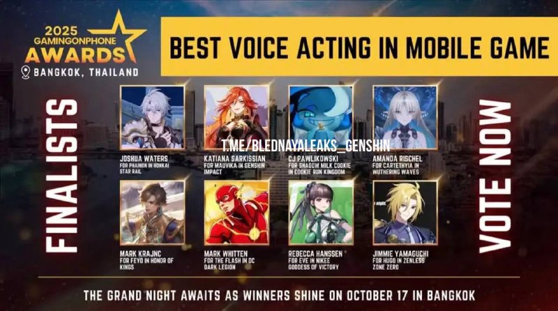 Номинации Genshin Impact на Gamingphone Awards 2025