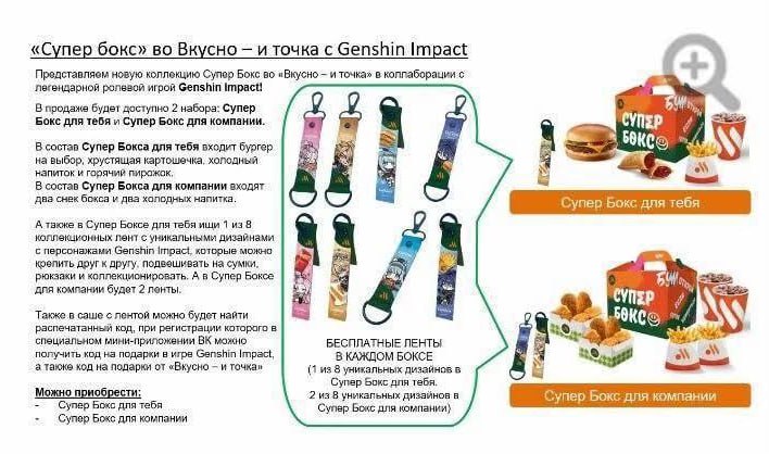 Детали коллаборации Genshin x Вкусно и Точка в России